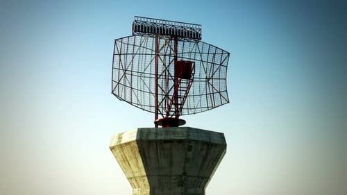 Animation of a rotating radar controlling airport communication. Loopable. HD