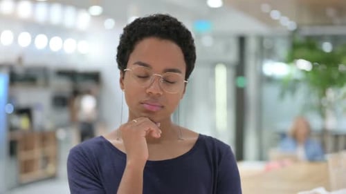 Portrait of Casual African Woman Falling Asleep Nap
