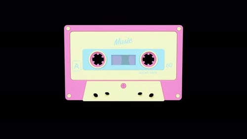 Cassete de áudio com música, canal alfa em loop