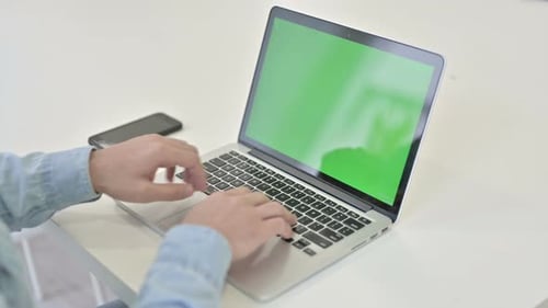 Typing on Laptop, Chroma Key Screen