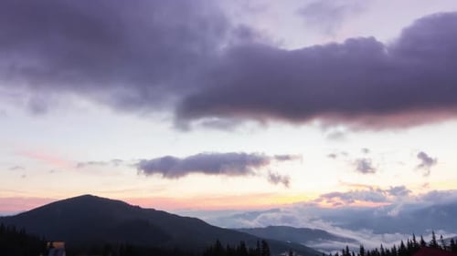 Romantic Colorful Sunrise at the Mountains