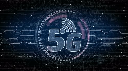 5G high-speed mobile phone network symbol loop digital concept