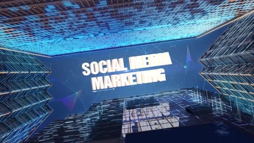 Corporate City Skyline Network Reveals Social Media Marketing