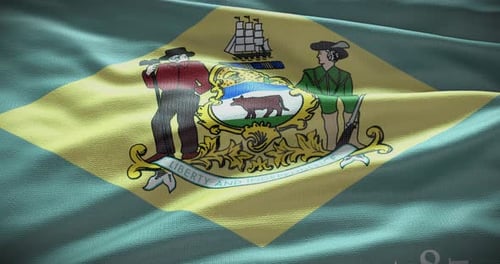 Delaware wehende Flagge 4K mit Schleife