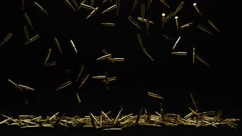 Golden Bullet Casings Falling Down Loop Animation