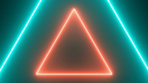Abstract Retro Background with Neon Triangles Seamless Loop