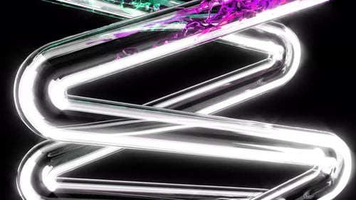 Neon Fluid Flowing Through Abstract Glowing Tube