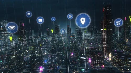 Digital Abstract Smart City Icons