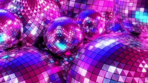 Vibrant Neon Retro Disco Ball Party Background Loop