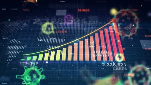 Futuristic COVID-19 Cases World Map Data Graph Animation