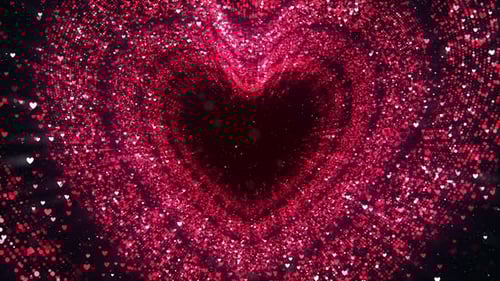 Sparkling Red Hearts Tunnel Animation for Love and Celebration