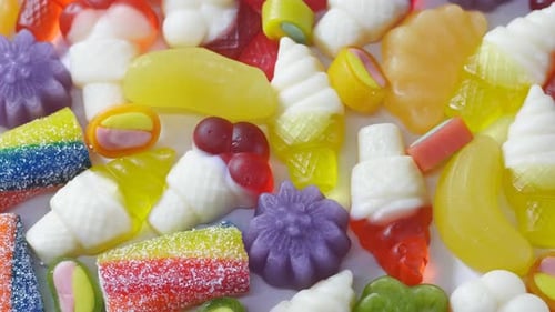Colorful Variety of Gummy Candies Close Up