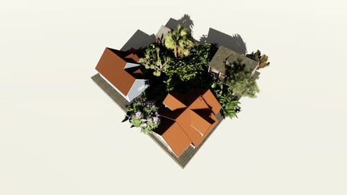 Animated Isometric Houses with Dynamic Day-Night Lighting Cycle