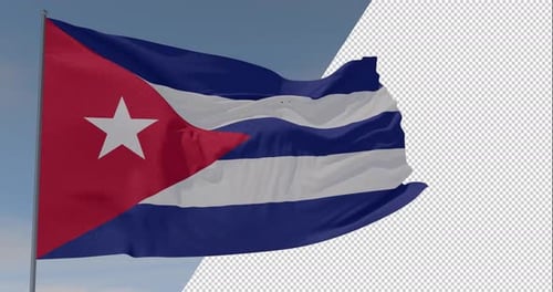 Cuban Flag Waving with Alpha Channel