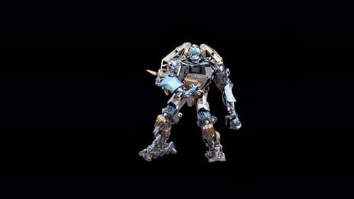 3D Robot Performing Sci-Fi Combat Actions