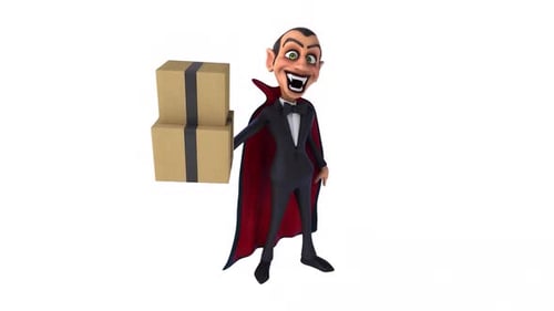 Lustiger 3D-Cartoon-Vampir mit Alpha