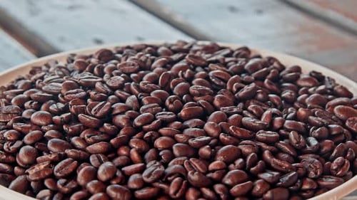 Roasted Coffee Beans in Close-Up