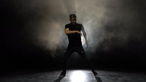 Dancing Man Young Talented Street Dancer Breakdancing Performing Various Freestyle Dance Moves Fit