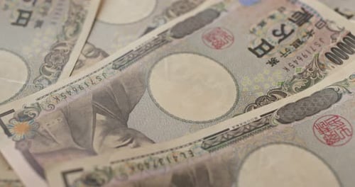 Close-Up of Japanese Yen Currency Notes
