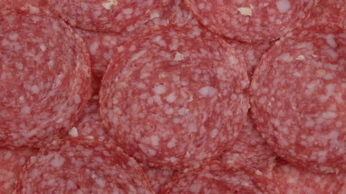 Close Up Slices of Delicious Salami