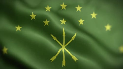 Adygea Flag Waving Realistic 3D Animation Loop