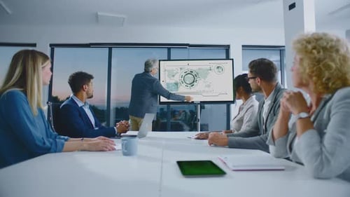 Business Presentation in Modern Corporate Conference Room