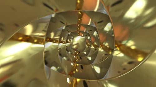 Seamless Gold Abstract Geometric Tunnel Background Loop