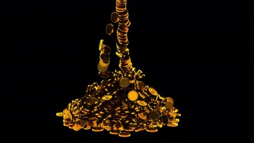 Falling Golden Coins Pile Up Animation