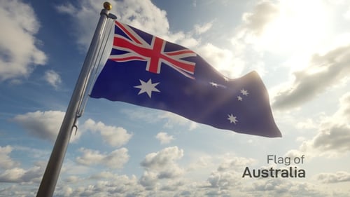 Bandera de Australia en un asta de bandera