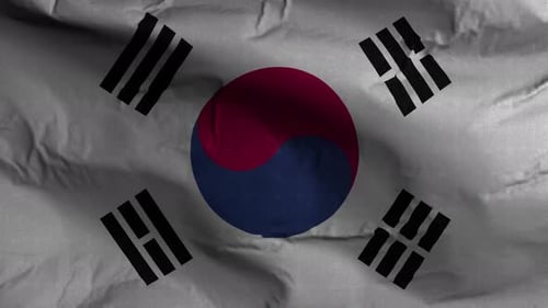 Strukturierter Wellenhintergrund mit südkoreanischer Flagge 4K