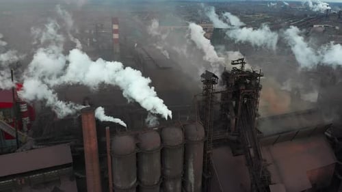 Industrial City of Mariupol Ukraine in the Smoke of Industrial Plants and Fog
