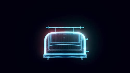 Holographic Toaster Wireframe Rotating Animation
