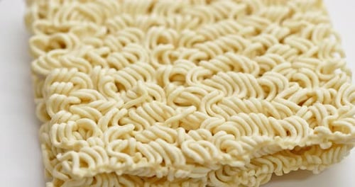 Uncooked Dried Ramen Noodles Close Up