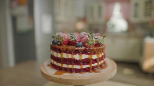 Close Up of Delicious Cake with Berries