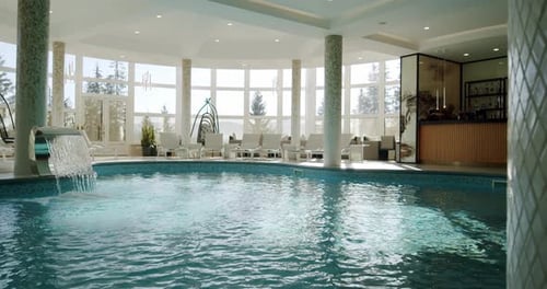 Sunbeds in the Indoor Swimming Pool