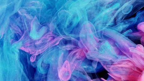 Abstract Flowing Blue and Pink Paint Swirls
