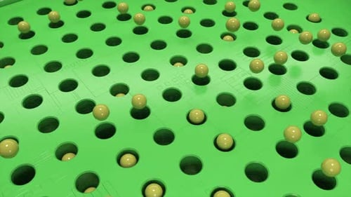 Abstract Geometric Spheres Bouncing on Green Grid