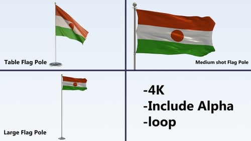 Niger Flaggenmast-Set mit 4K-Schlaufen