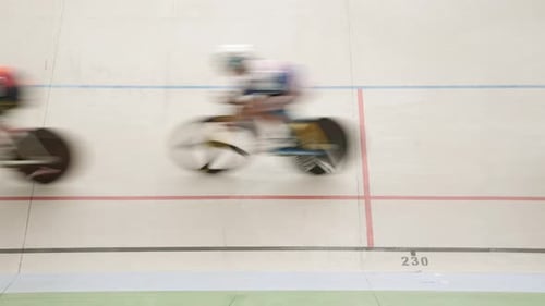 Velodrome. Cyclists racing on cycling track.
