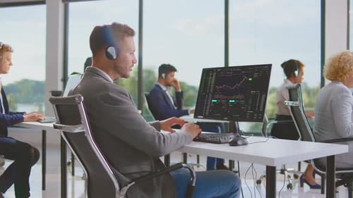 Man analysing stock market data