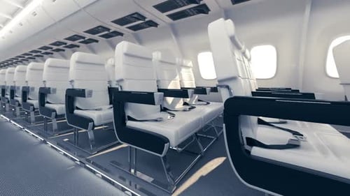 An endless walk through the airplane's economy class corridor. Loopable. HD