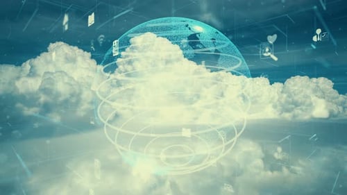 Réseau de modernisation des connexions au-dessus des nuages dans le ciel