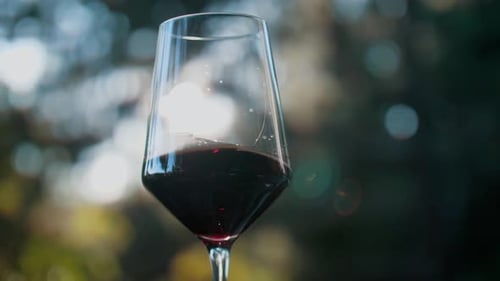 Swirling Red Wine in a Wine Glass
