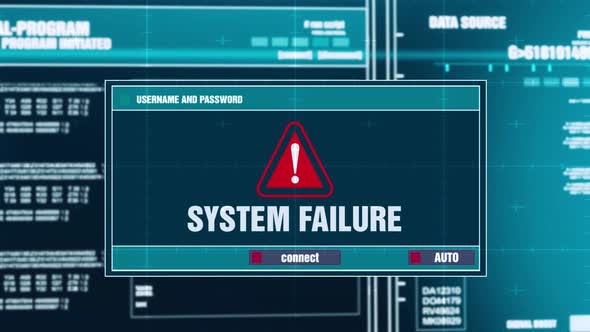 System Failure Warning Notification on Digital Security Alert on Screen ...