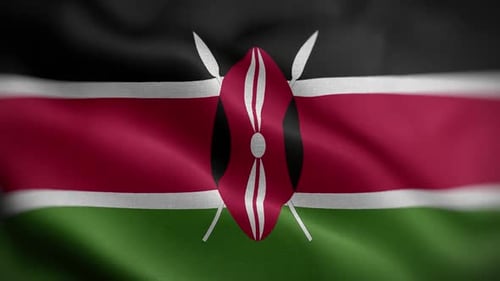 Realistic Waving Kenya Flag with Maasai Shield Animation