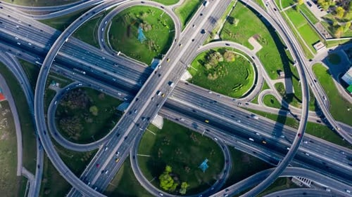 Freeway Intersection Traffic Trails in Moscow