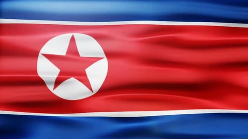 Realistic Waving Flag of North Korea Seamless Loop