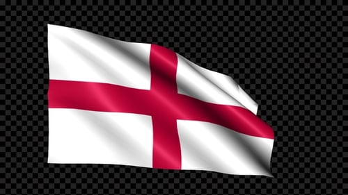 Realistic Waving England Flag Loop with Alpha Channel