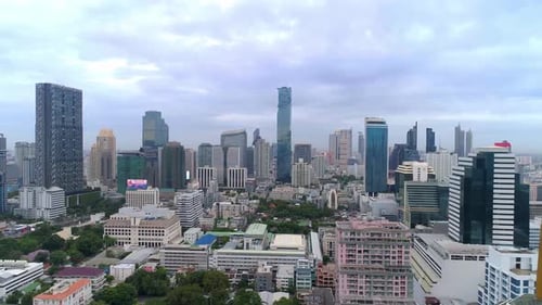 4k Aerial city view of Bangkok dowtnown, Flying over Bangkok, Thailand.