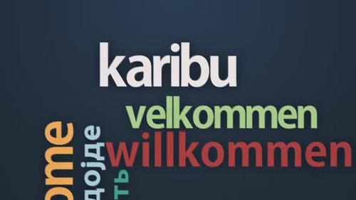 Animated Multilingual Welcome Text Cloud